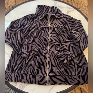 Style & Co. Black and Gray Zebra Print Teddy Jacket